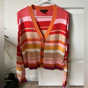 Ann Taylor Colorful Striped Button-Up Cardigan